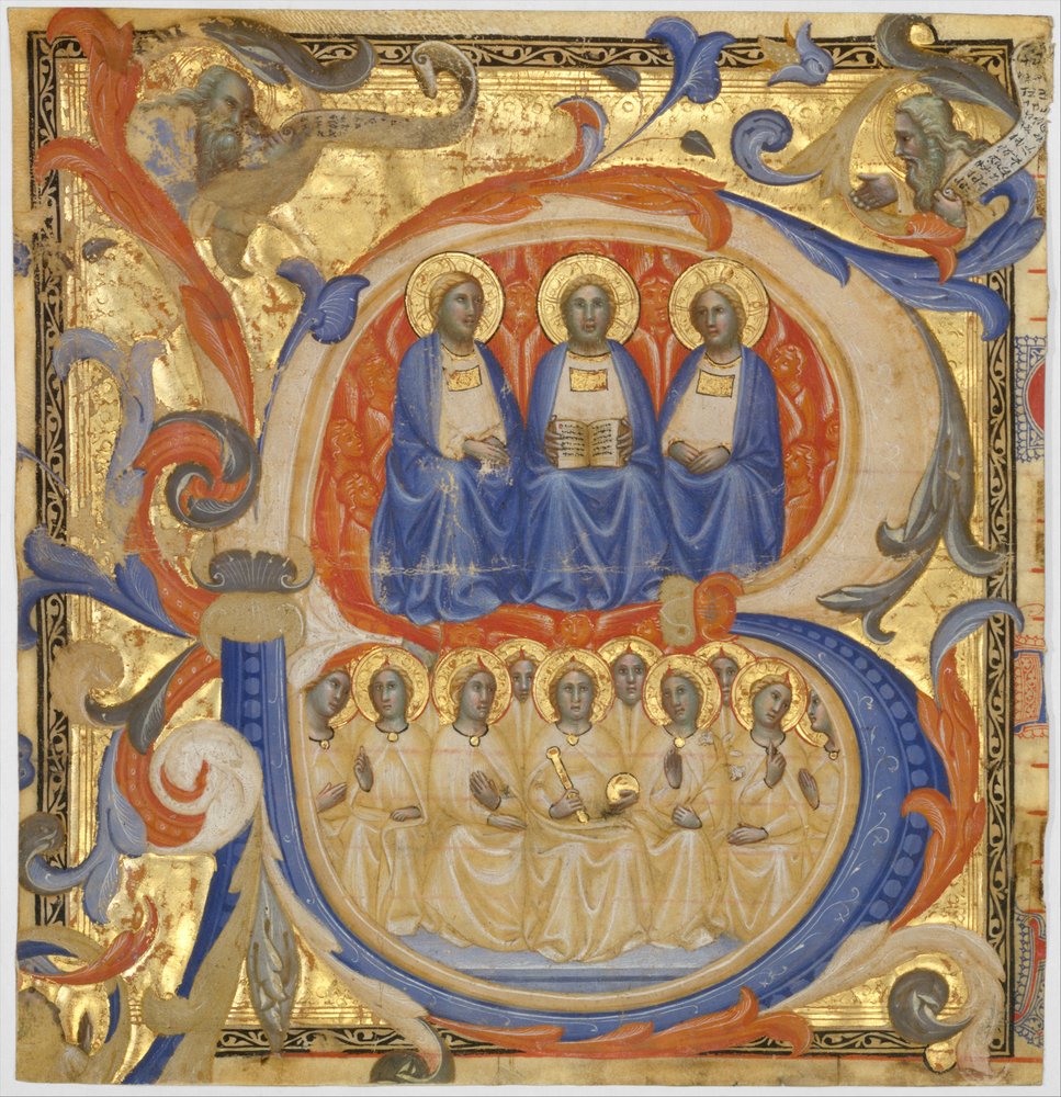 La Trinité dans une initiale B, probablement 1387 - Master of the Codex Rossiano