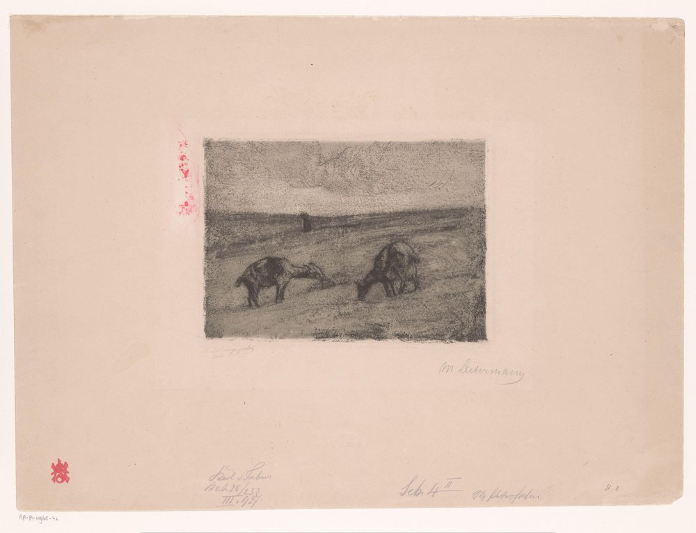 Paysage avec chèvres paissant - Max Liebermann (signed by artist)
