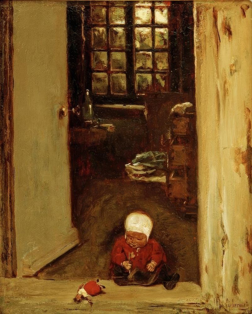 Enfant jouant à la porte - Max Liebermann