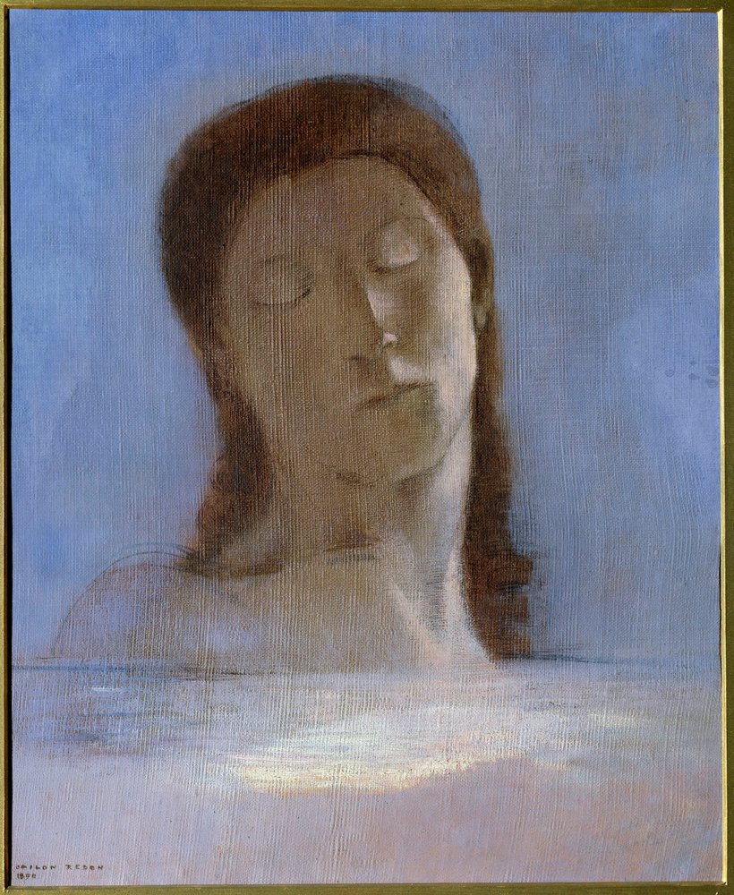 Odilon Redon - Tête de Femme Penchée et Roses | MasterArt