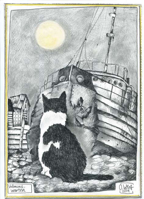 En attendant la pleine lune / Chat - Ole West