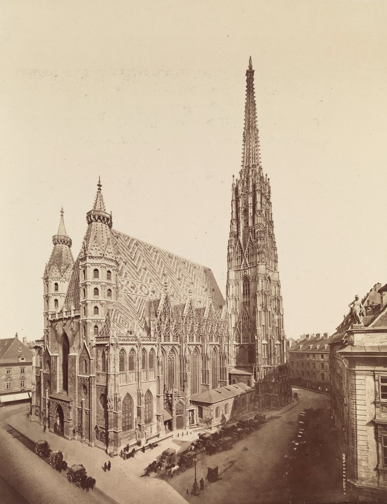 1er, Stephansplatz 1 - cathédrale Saint-Étienne - façades ouest et sud - vue en plongée - Oscar Kramer
