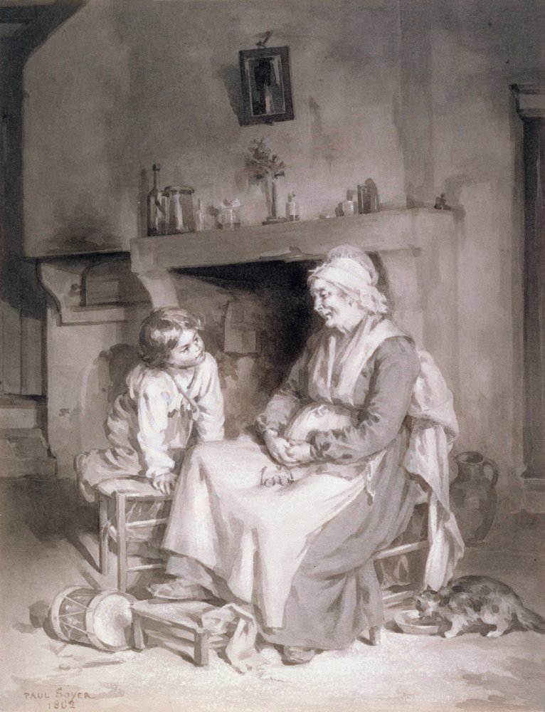 Intérieur avec vieille femme et garçon, 1862 - Paul Soyer