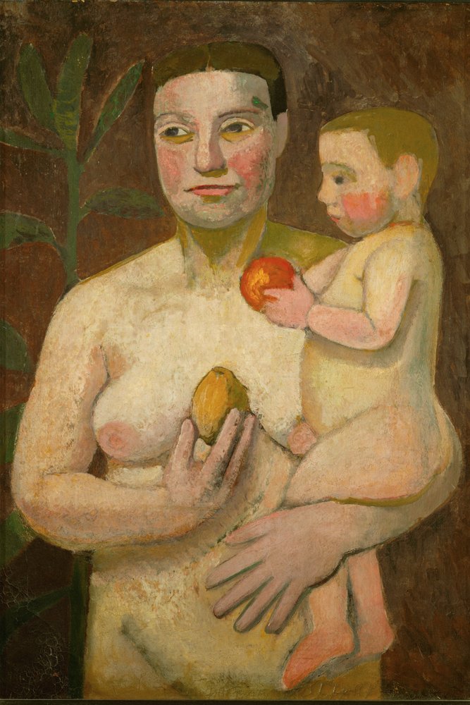 Mère et enfant (huile sur toile) - Paula Modersohn-Becker