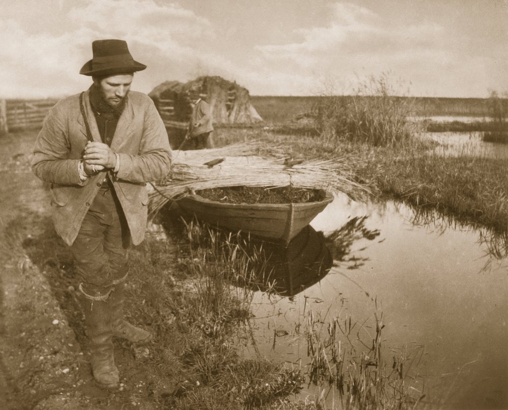 Remorquage du roseau, vie et paysage sur les Broads du Norfolk, vers 1886 - Peter Emerson und Thomas Goodall