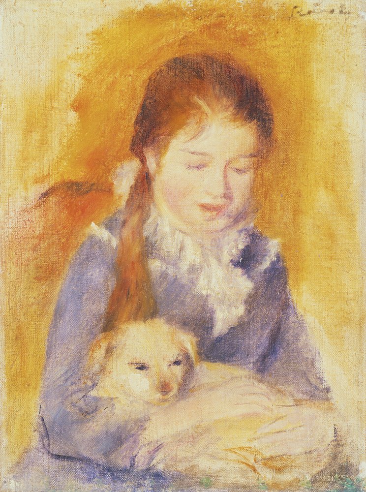 Jeune fille avec un chien, vers 1875 - Pierre-Auguste Renoir