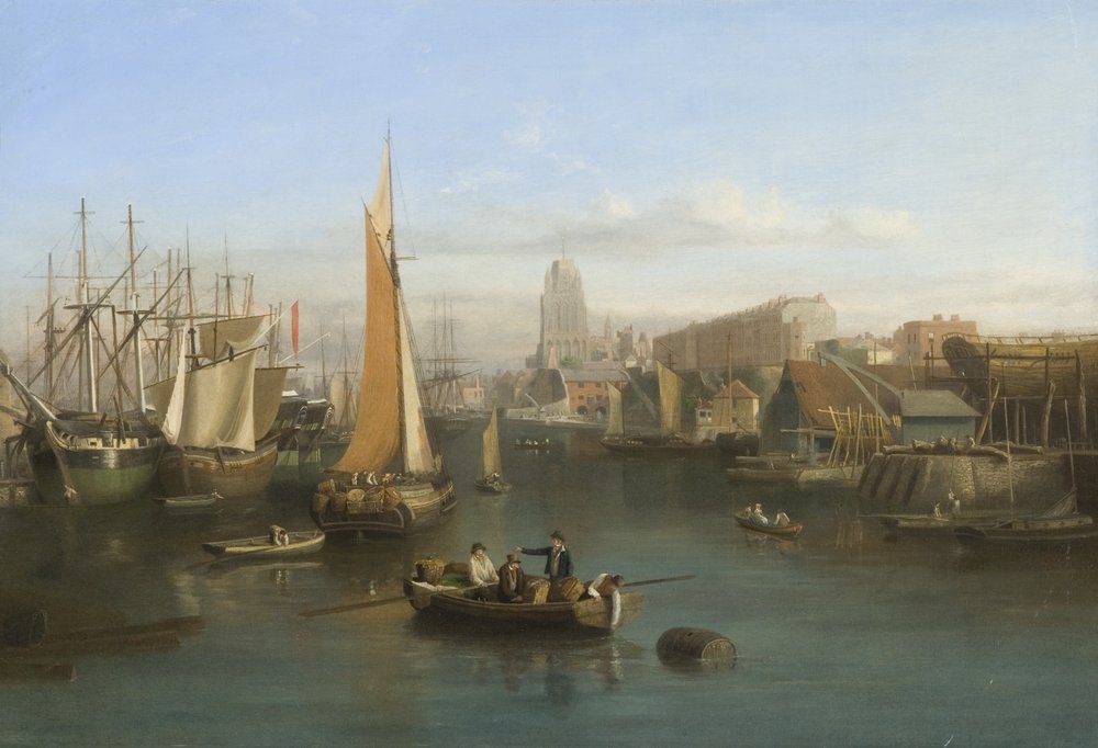 St Mary Redcliffe et Redcliffe Parade depuis Prince Street Bridge, c.1826 - Samuel Jackson