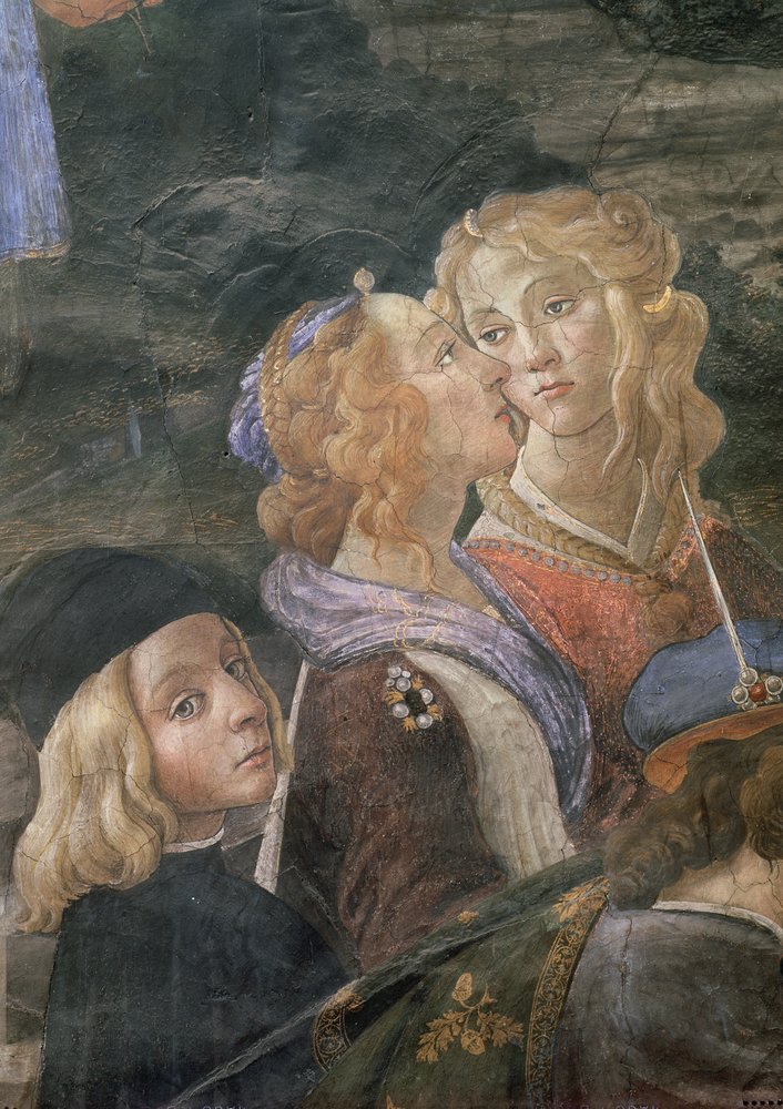 La Purification du lépreux et la Tentation du Christ, dans la Chapelle Sixtine : détail de deux femmes et d