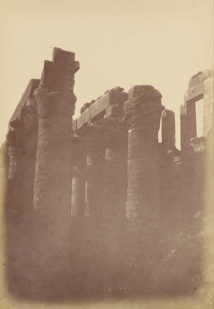 Vue rapprochée des piliers de la salle hypostyle, Karnak - Théodule Devéria