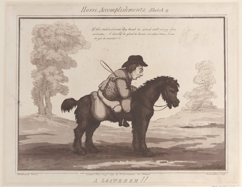 Accomplissements du cheval, Croquis 9: Un flâneur !! - Thomas Rowlandson
