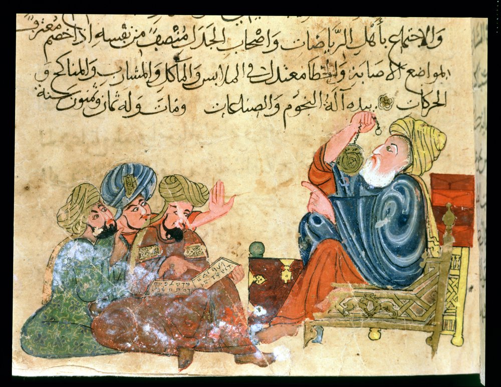 MS Ahmed III 3206 Aristote enseignant, illustration tirée de «Kitab Mukhtar al-Hikam wa-Mahasin al-Kilam» par Al-Mubashir - Turkish School