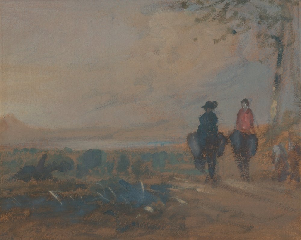 Paysage avec lac et deux cavaliers - Unbekannt Unbekannt