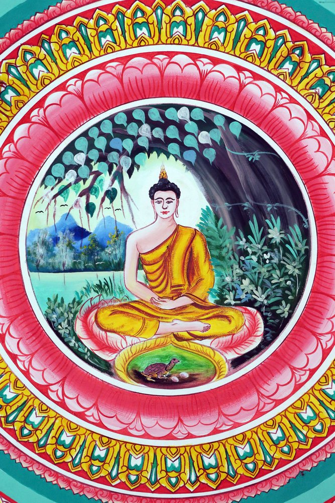 20151029, Vientiane, Laos : Temple bouddhiste Wat Inpeng. Peinture représentant l