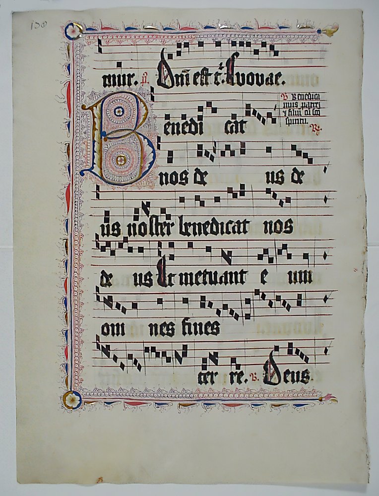 Feuille de manuscrit avec initiale B, d