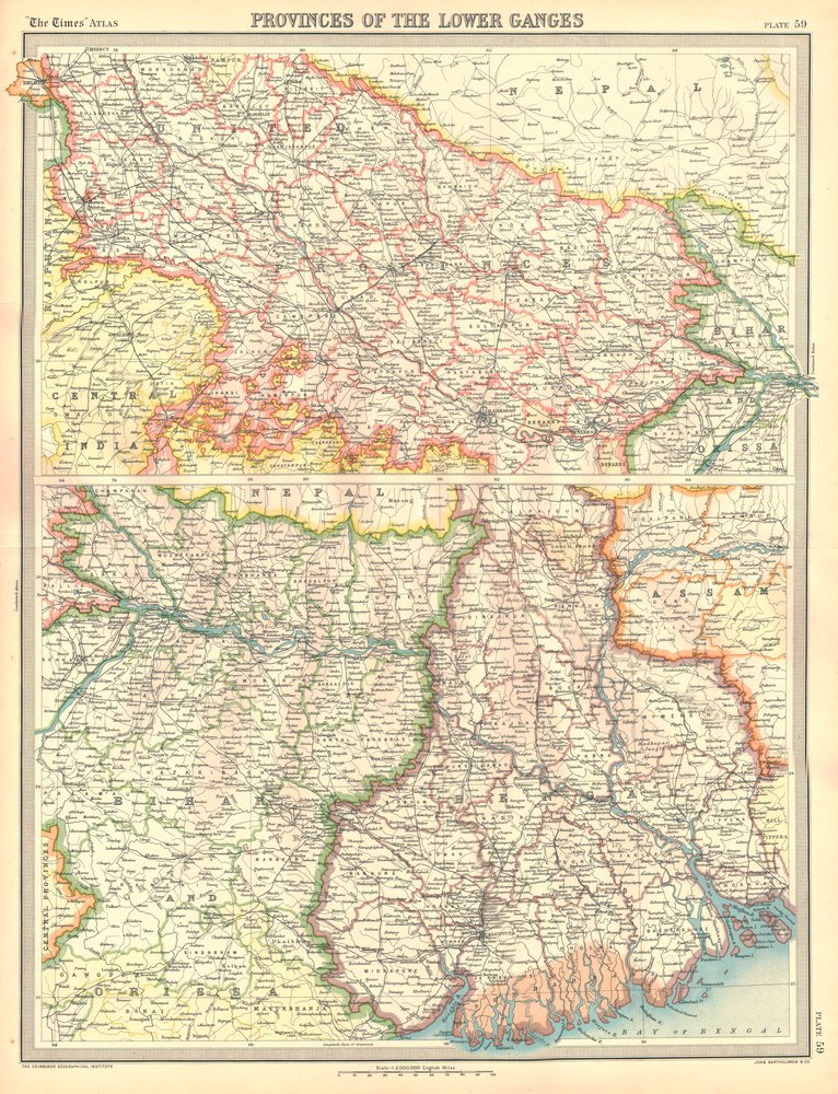 Carte des provinces du Bas-Gange - Unbekannt