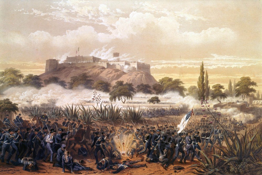 Assaut de Chapultepec en septembre 1847 pendant la guerre entre les États-Unis et le Mexique. Gravure de 1850. - Unknown artist