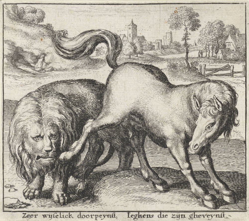 Fable du lion et du cheval - Wenceslaus Hollar