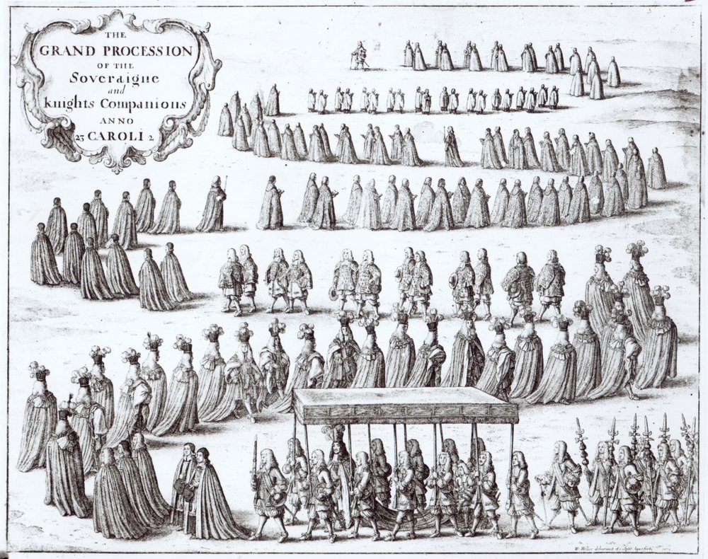 Grande procession du Souverain et des Chevaliers de la Jarretière à Windsor, 1672 - Wenceslaus Hollar