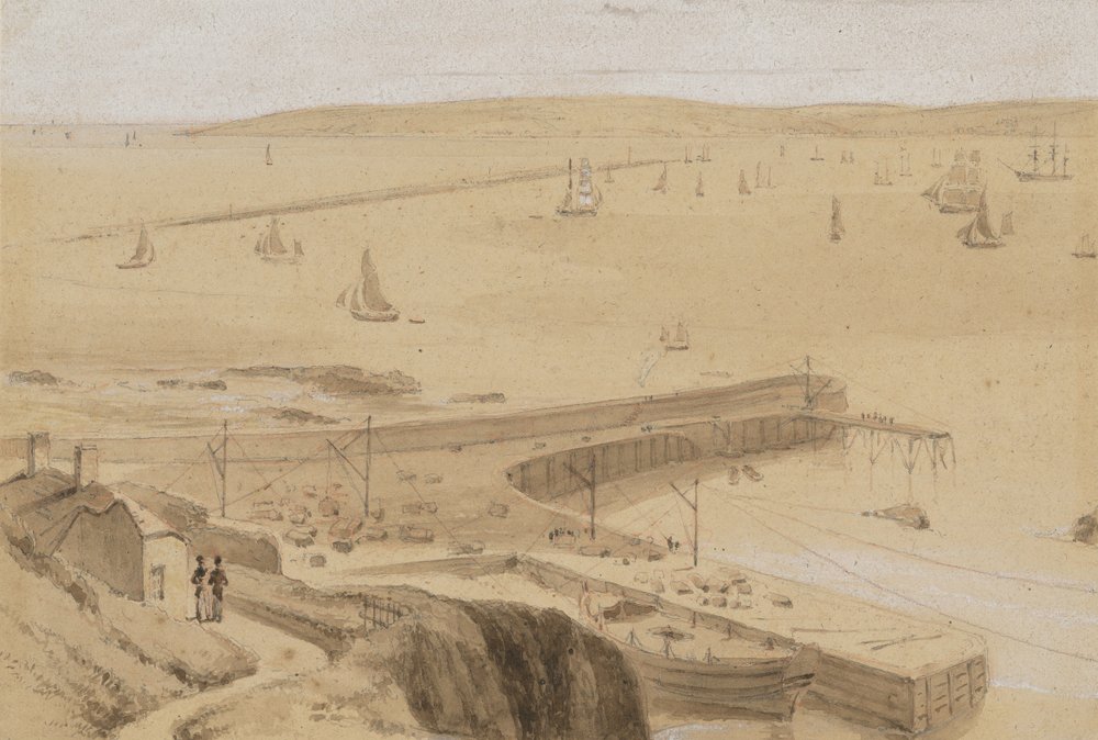 Étude pour un quai à Straddon Point près de Plymouth - William Daniell
