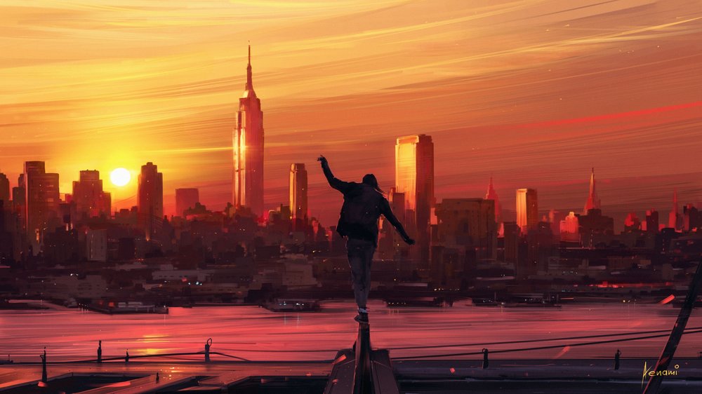 Coucher de soleil sur la ville - Alena Aenami