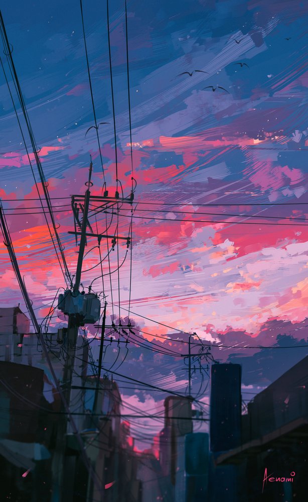 Coucher de soleil sur une ville animée - Alena Aenami