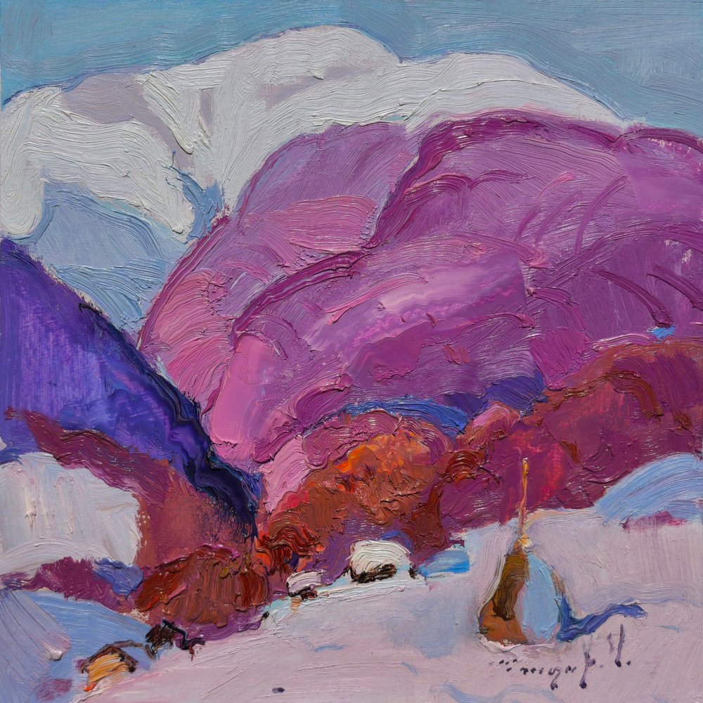 Montagnes hivernales violettes - Alexander Shandor