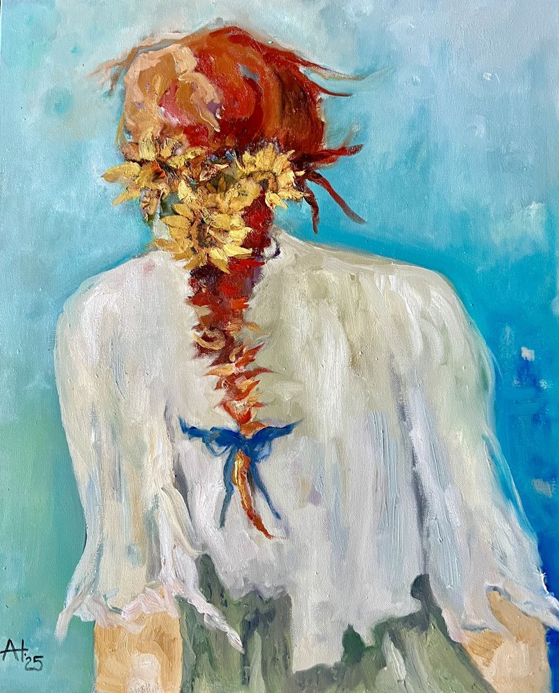 Fille à la tresse en forme de tournesol - Alexandra Higgins