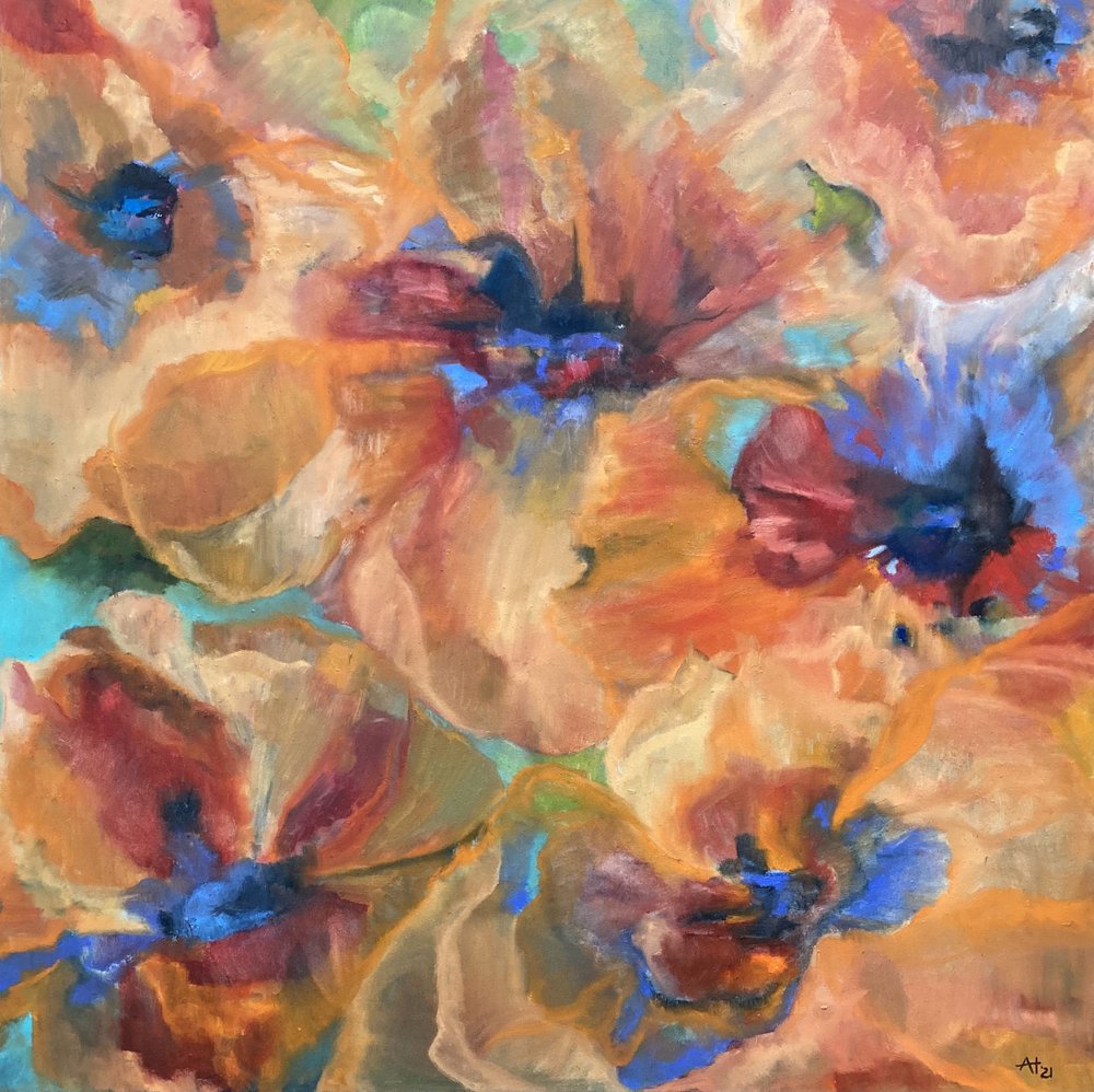Coquelicots abstraits aux couleurs vives - Alexandra Higgins