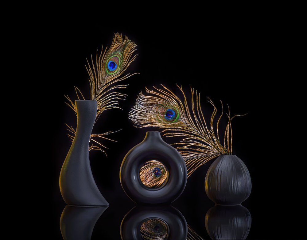 Nature morte élégante représentant un paon - Alice Sheng