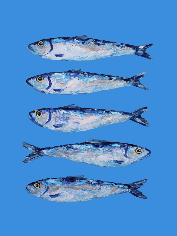 Cinq sardines bleues - Alice Straker