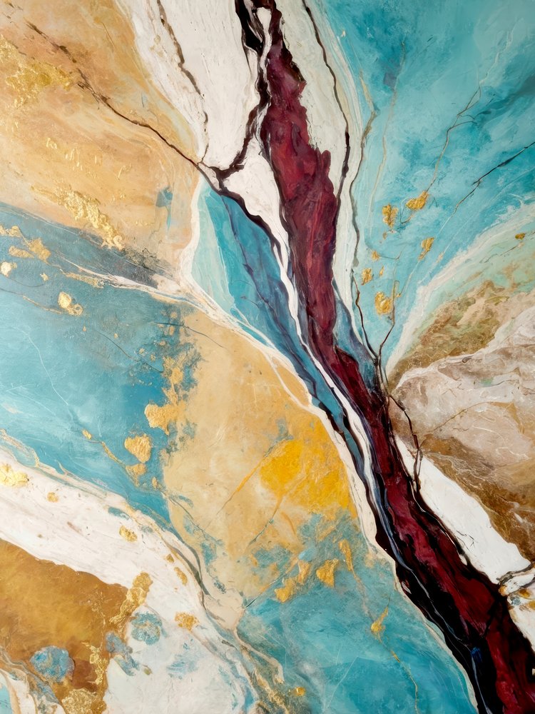 Marbre abstrait bleu sarcelle et or - Alpenglow Workshop