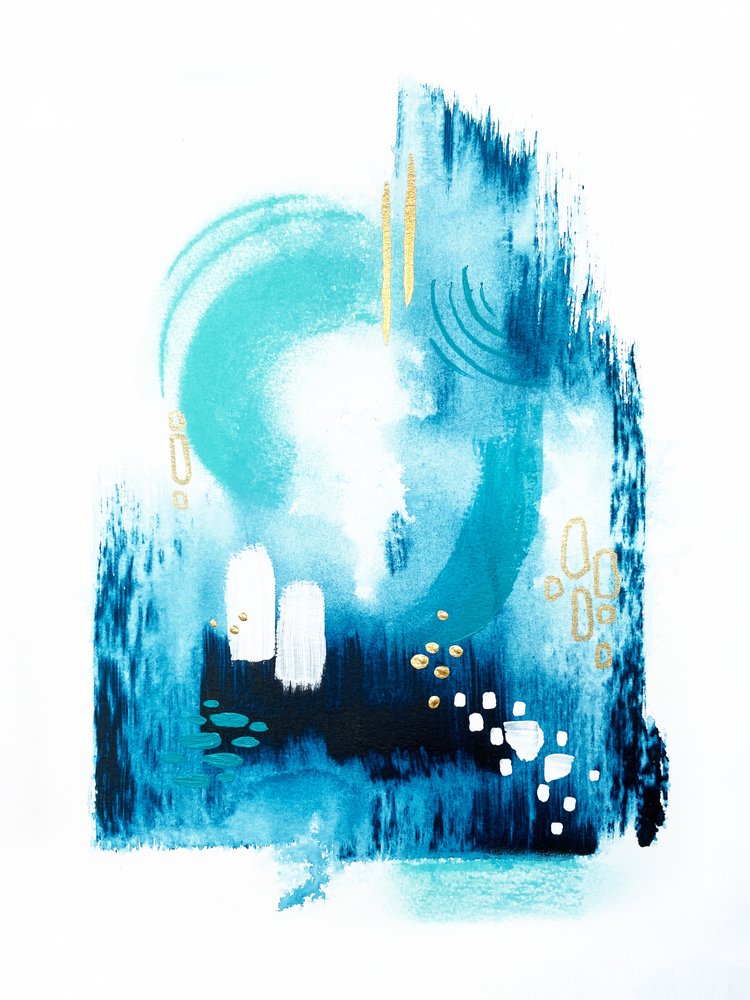 Flux abstrait bleu et or - Alyson Storms