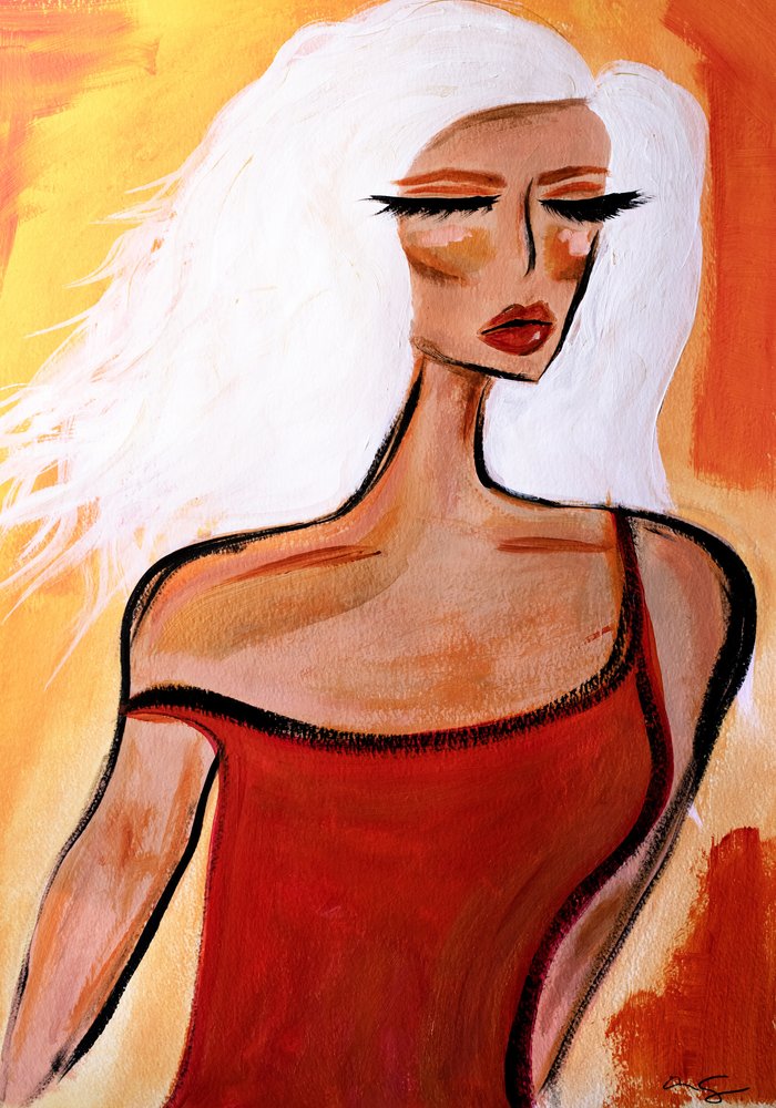 Une femme élégante en rouge - Amy Straley