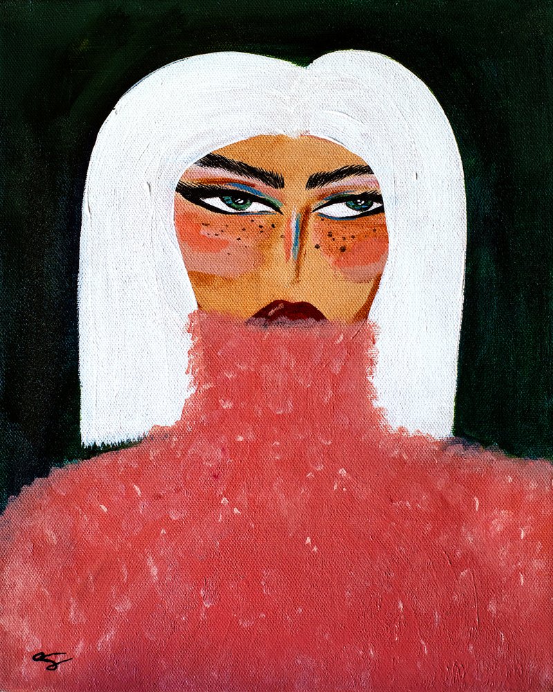 Femme en col roulé rose - Amy Straley