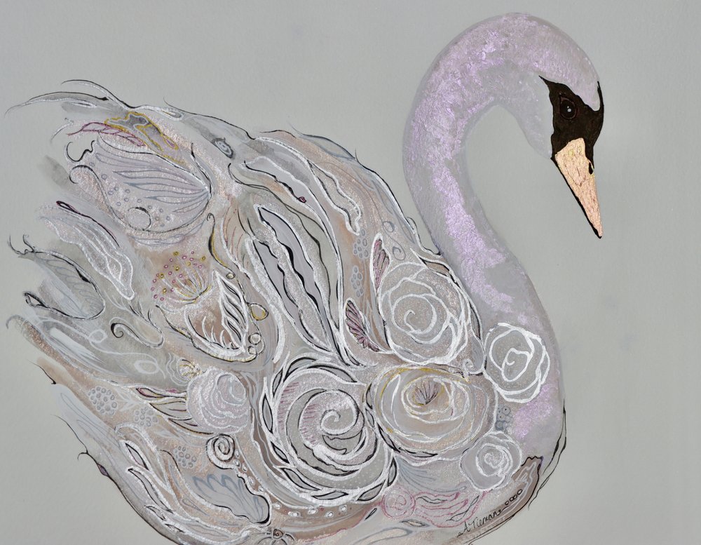 Cygne floral élégant - Amy Tieman