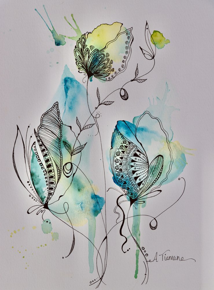 Gribouillis floraux éthérés - Amy Tieman