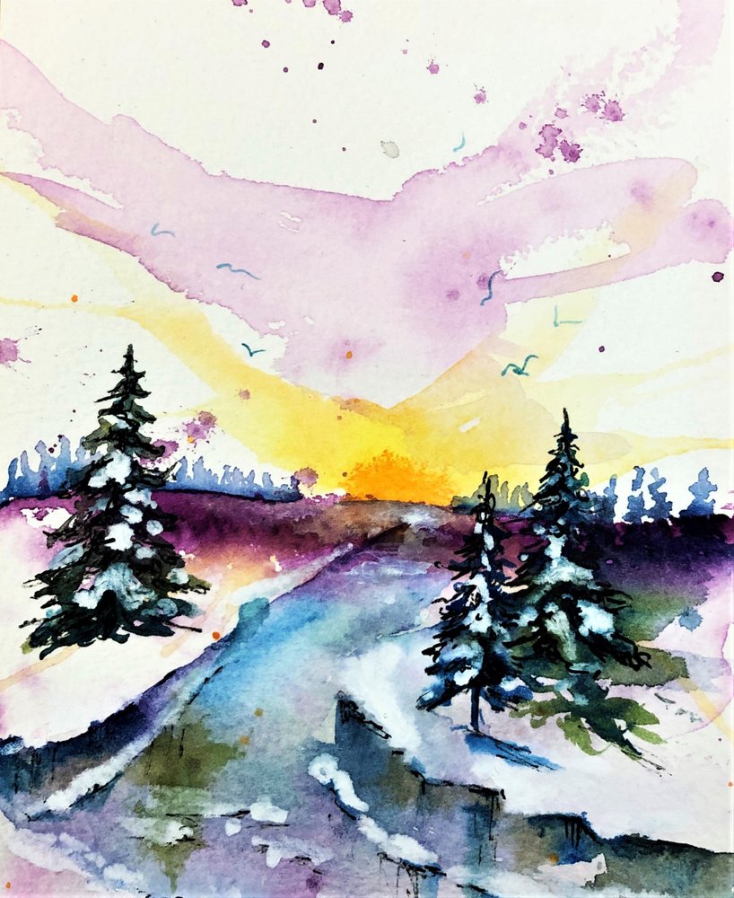 Un coucher de soleil hivernal haut en couleur - Anda Bieza