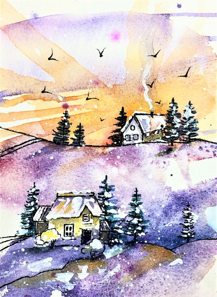 Un village hivernal chaleureux - Anda Bieza