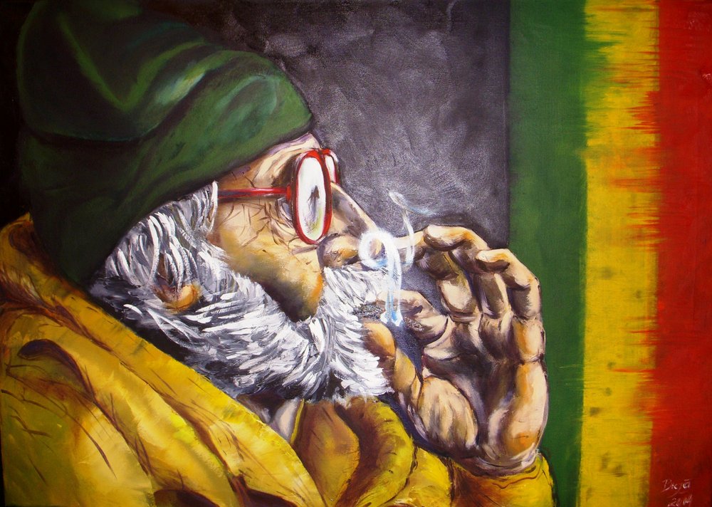 Un Rasta en train de fumer - Anda Bieza