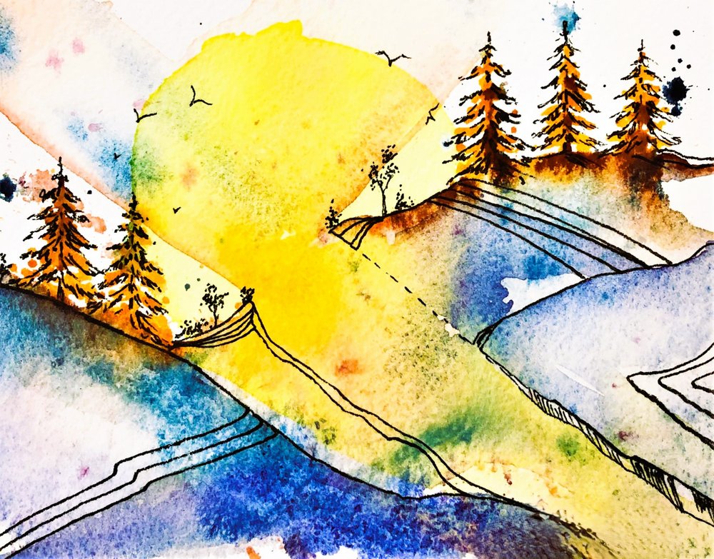 Paysage montagneux éclatant - Anda Bieza