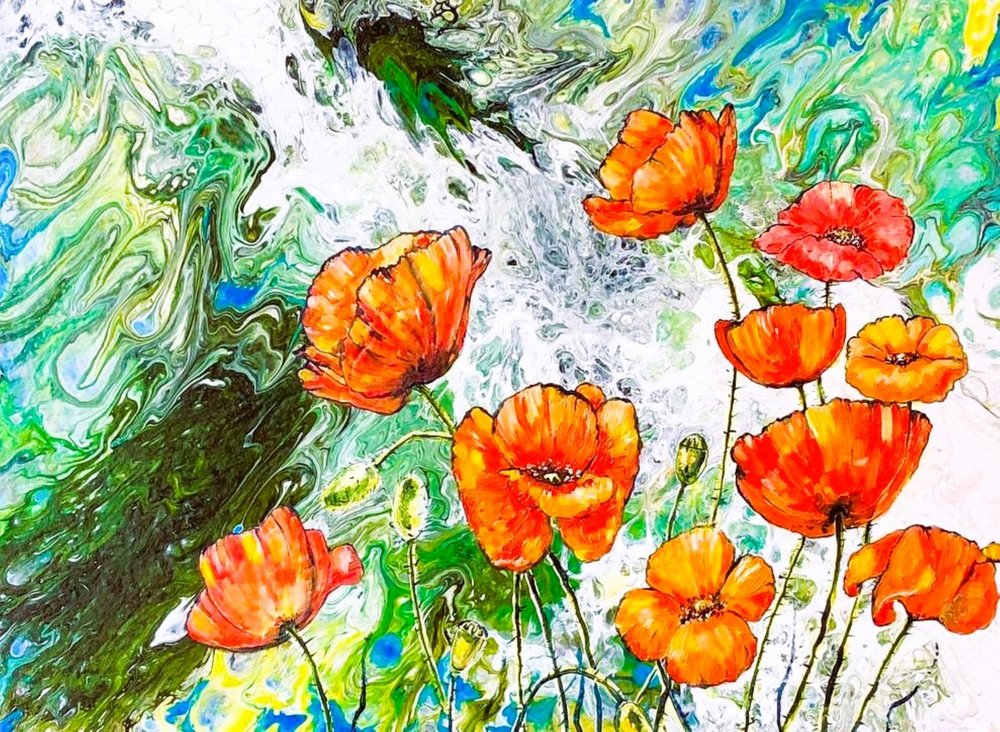 Un jardin de coquelicots éclatants - Anda Bieza