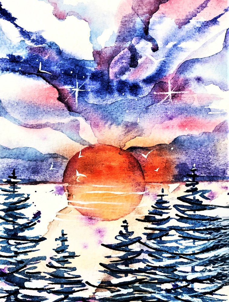 Un coucher de soleil hivernal éclatant - Anda Bieza