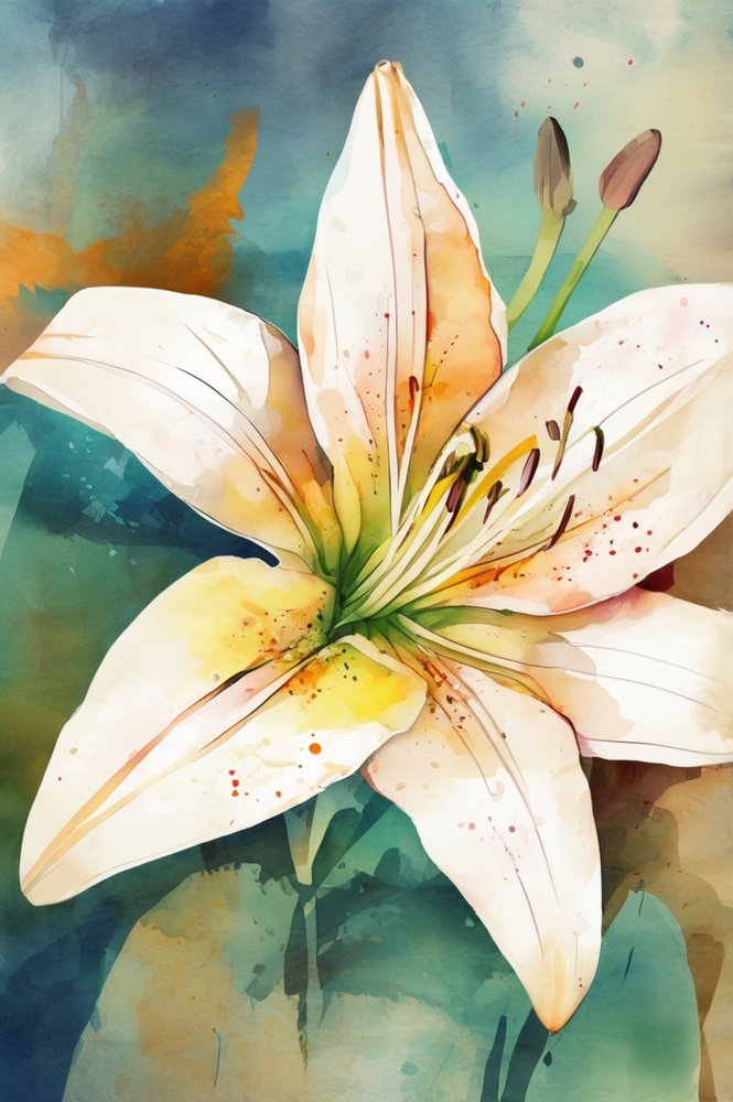 Aquarelle : Lys blanc - Anda Bieza
