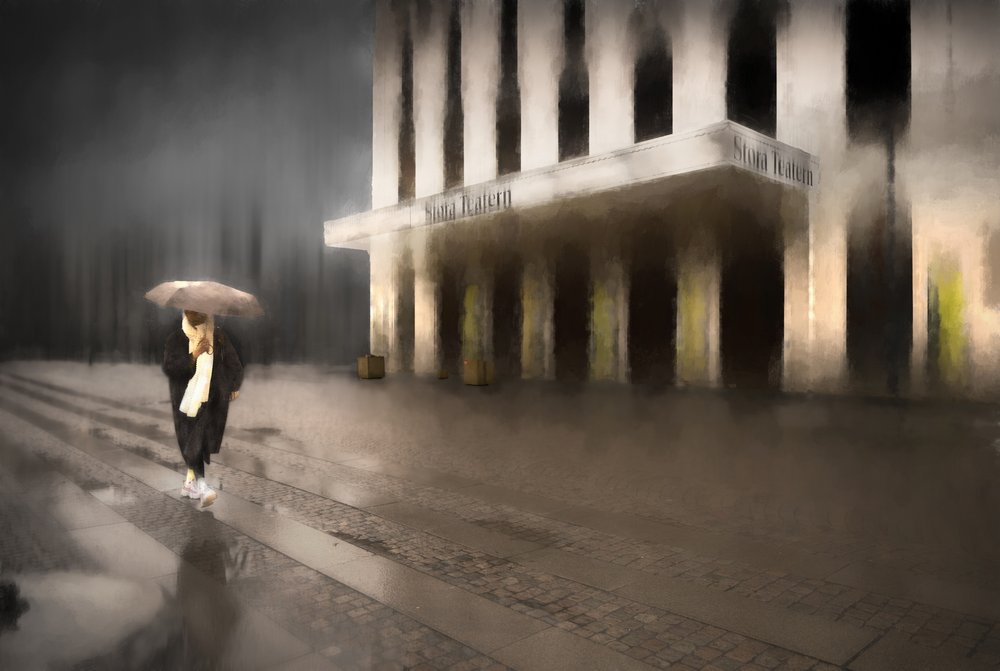 Solitude dans une ville pluvieuse - Anders Hammarstrom