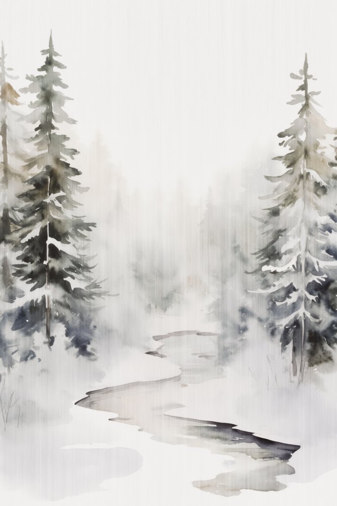 Ruisseau dans une forêt enneigée - Andrea Haase