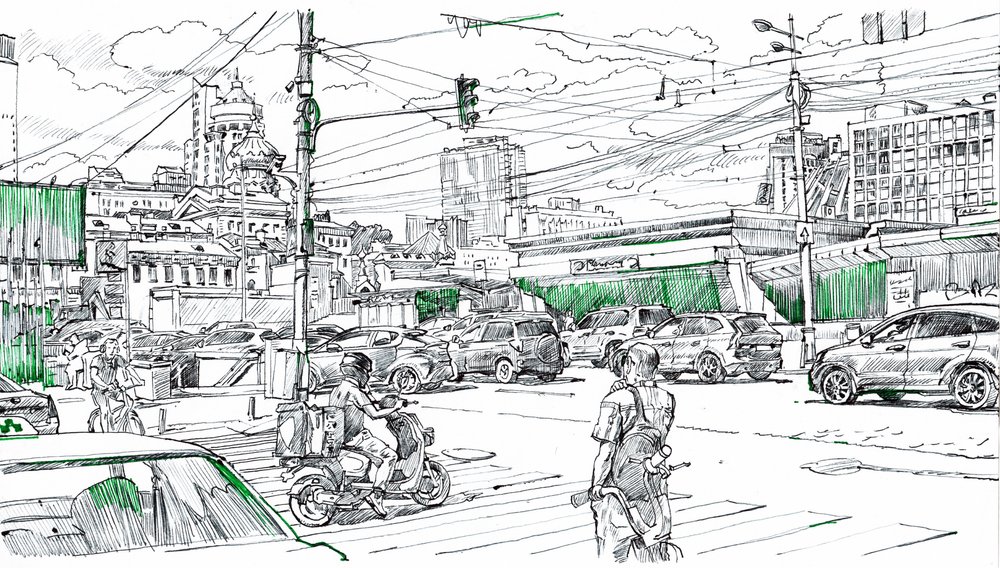 Dessin représentant la circulation urbaine - Andrii Kutsachenko