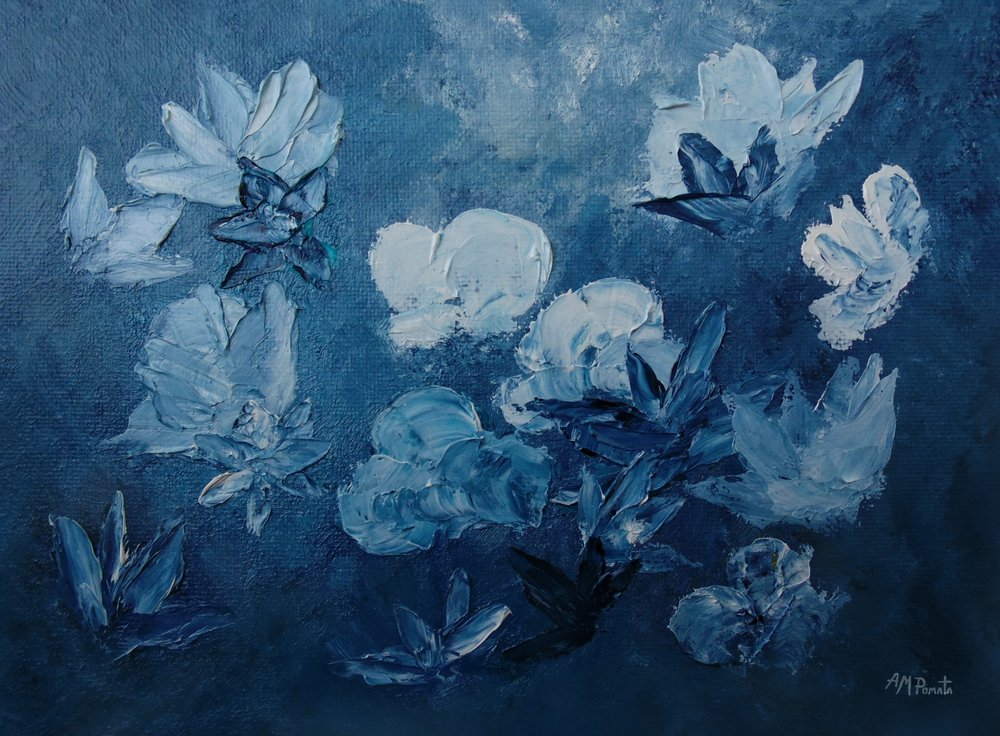 Fleurs abstraites bleues - Angeles M. Pomata