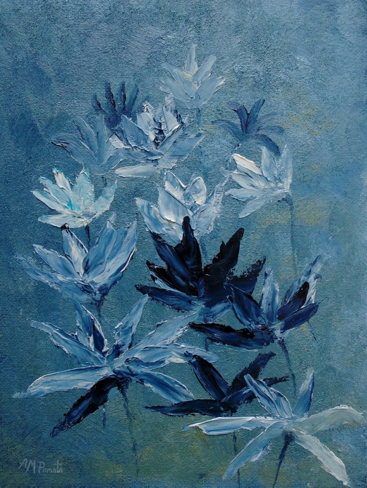 Fleurs abstraites bleues - Angeles M. Pomata