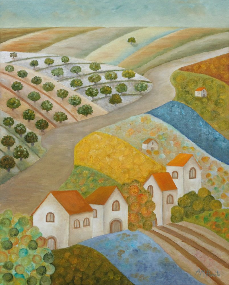 Scène de village idyllique - Angeles M. Pomata
