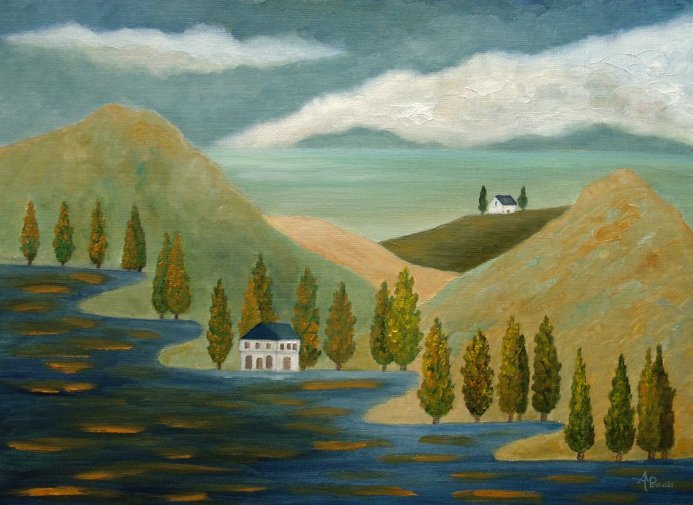 Paysage lacustre paisible - Angeles M. Pomata